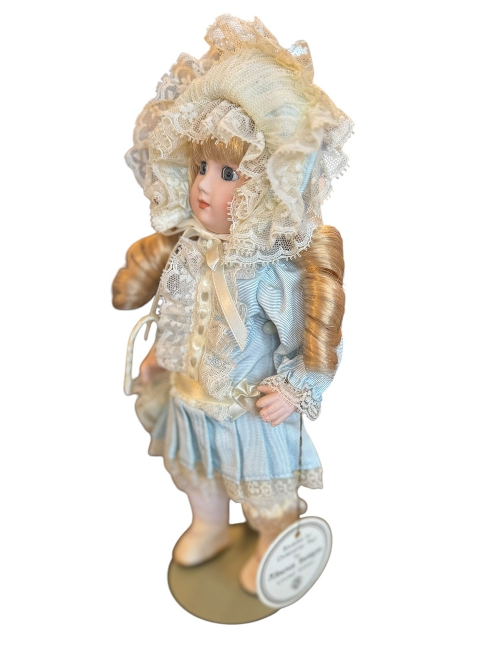 Limited Edition Alberon Zoe Porcelain Collectible Doll in Pale Blue Lace Outfit - Picture 3 of 16